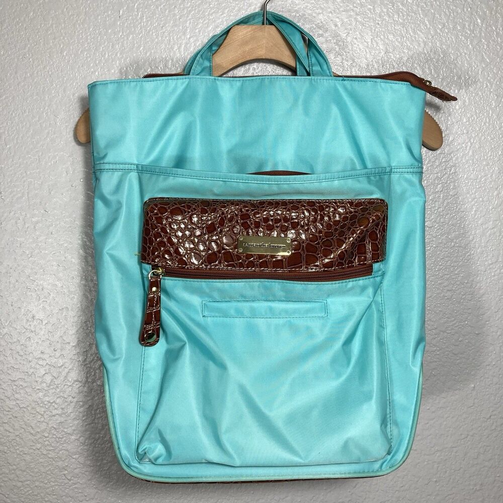 Samantha Brown Backpack Carry On Laptop Luggage Bag Travel Tote Purse Blue Croc
